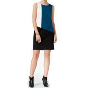 Bar III Womens Ponte Color Block Casual Dress Black XL